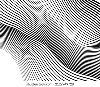 Design elements. Wave of many purple lines circle ring. Abstract vertical wavy stripes on white background isolated. Vector illustration EPS 10. Colourful waves with lines created using Blend Tool