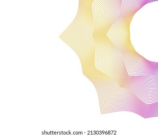 Design elements. Wave of many purple lines circle ring. Abstract vertical wavy stripes on white background isolated. Vector illustration EPS 10. Colourful waves with lines created using Blend Tool