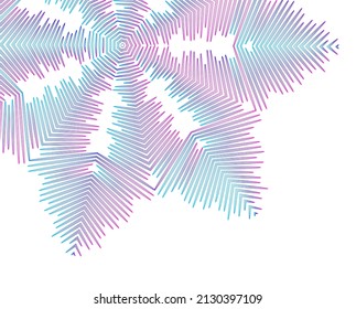 Elementos de diseño. Ola de muchas líneas violetas anillo de círculo. Resumen de rayas onduladas verticales sobre fondo blanco aislado. Ilustración del vector EPS 10. Ondas coloridas con líneas creadas mediante la herramienta Mezcla