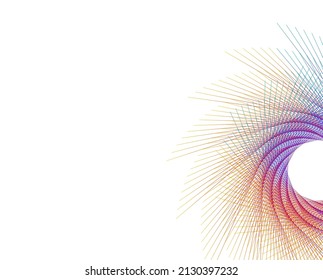 Design elements. Wave of many purple lines circle ring. Abstract vertical wavy stripes on white background isolated. Vector illustration EPS 10. Colourful waves with lines created using Blend Tool