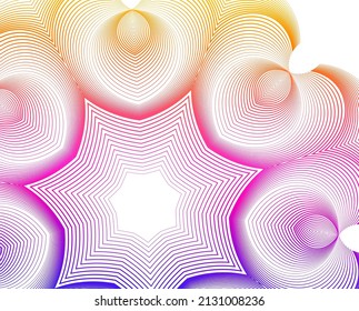 Design elements. Wave of many purple lines circle ring. Abstract vertical wavy stripes on white background isolated. Vector illustration EPS 10. Colourful waves with lines created using Blend Tool