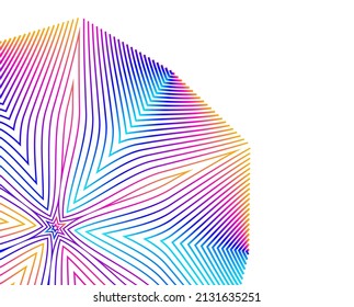 Design elements. Wave of many purple lines circle ring. Abstract vertical wavy stripes on white background isolated. Vector illustration EPS 10. Colourful waves with lines created using Blend Tool