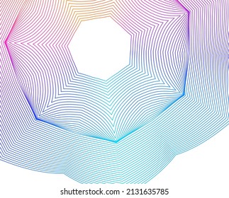 Design elements. Wave of many purple lines circle ring. Abstract vertical wavy stripes on white background isolated. Vector illustration EPS 10. Colourful waves with lines created using Blend Tool