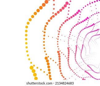 Design elements. Wave of many purple lines circle ring. Abstract vertical wavy stripes on white background isolated. Vector illustration EPS 10. Colourful waves with lines created using Blend Tool