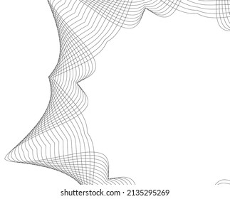 Elementos de diseño. Ola de muchas líneas violetas anillo de círculo. Resumen de rayas onduladas verticales sobre fondo blanco aislado. Ilustración del vector EPS 10. Ondas coloridas con líneas creadas mediante la herramienta Mezcla