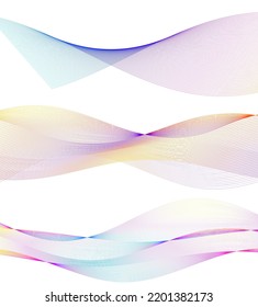 Design elements. Wave of many purple lines circle ring. Abstract vertical wavy stripes on white background isolated. Vector illustration EPS 10. Colourful waves with lines created using Blend Tool
