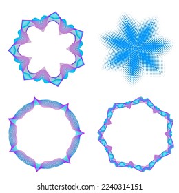Design elements. Wave of many purple lines circle ring. Abstract vertical wavy stripes on white background isolated. Vector illustration EPS 10. Colourful waves with lines created using Blend Tool