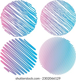 Design elements. Wave of many purple lines circle ring. Abstract vertical wavy stripes on white background isolated. Vector illustration EPS 10. Colourful waves with lines created using Blend