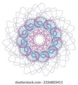 Design elements. Wave of many purple lines circle ring. Abstract vertical wavy stripes on white background isolated. Vector illustration EPS 10. Colorful waves with lines created using Blend Tool
