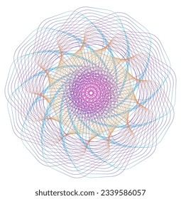 Design elements. Wave of many purple lines circle ring. Abstract vertical wavy stripes on white background isolated. Vector illustration EPS 10. Colorful waves with lines created using Blend Tool
