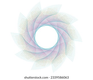 Design elements. Wave of many purple lines circle ring. Abstract vertical wavy stripes on white background isolated. Vector illustration EPS 10. Colorful waves with lines created using Blend Tool
