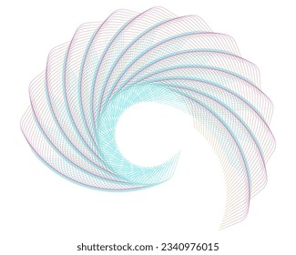 Design elements. Wave of many purple lines circle ring. Abstract vertical wavy stripes on white background isolated. Vector illustration EPS 10. Colorful waves with lines created using Blend Tool
