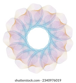 Design elements. Wave of many purple lines circle ring. Abstract vertical wavy stripes on white background isolated. Vector illustration EPS 10. Colorful waves with lines created using Blend Tool
