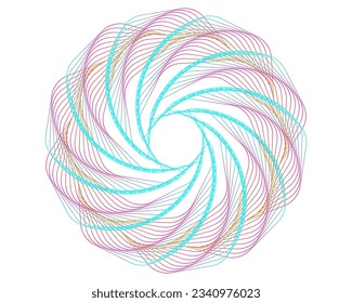 Design elements. Wave of many purple lines circle ring. Abstract vertical wavy stripes on white background isolated. Vector illustration EPS 10. Colorful waves with lines created using Blend Tool
