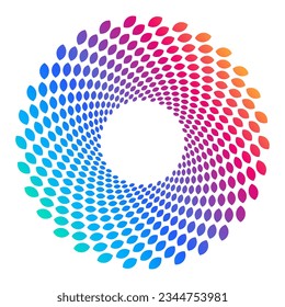 Design elements. Wave of many purple lines circle ring. Abstract vertical wavy stripes on white background isolated. Vector illustration EPS 10. Colorful waves with lines created using Blend Tool
