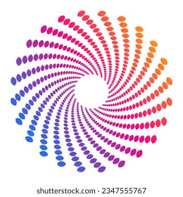 Design elements. Wave of many purple lines circle ring. Abstract vertical wavy stripes on white background isolated. Vector illustration EPS 10. Colorful waves with lines created using Blend Tool
