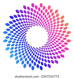 Design elements. Wave of many purple lines circle ring. Abstract vertical wavy stripes on white background isolated. Vector illustration EPS 10. Colorful waves with lines created using Blend Tool
