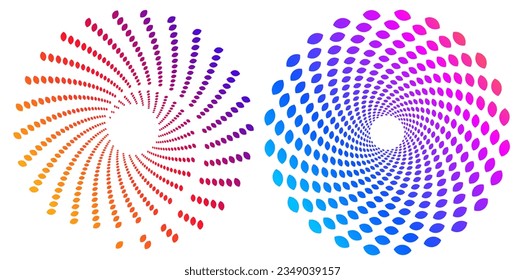 Design elements. Wave of many purple lines circle ring. Abstract vertical wavy stripes on white background isolated. Vector illustration EPS 10. Colorful waves with lines created using Blend Tool
