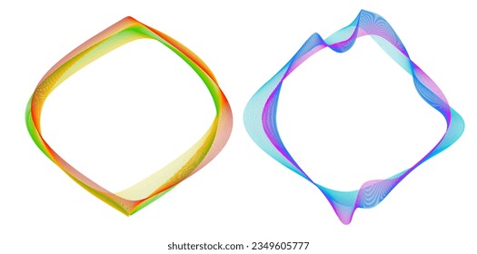Design elements. Wave of many purple lines circle ring. Abstract vertical wavy stripes on white background isolated. Vector illustration EPS 10. Colorful waves with lines created using Blend Tool
