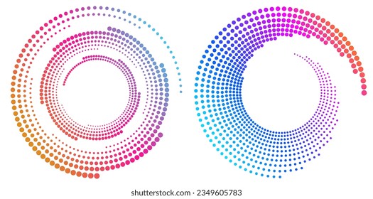 Design elements. Wave of many purple lines circle ring. Abstract vertical wavy stripes on white background isolated. Vector illustration EPS 10. Colorful waves with lines created using Blend Tool
