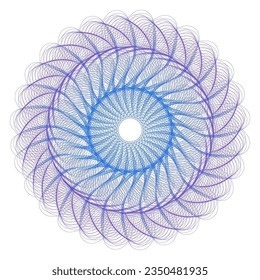 Elementos de diseño. Ola de muchas líneas violetas anillo de círculo. Resumen de rayas onduladas verticales sobre fondo blanco aislado. Ilustración del vector EPS 10. Ondas coloridas con líneas creadas mediante la herramienta Mezcla

