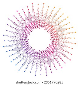 Design elements. Wave of many purple lines circle ring. Abstract vertical wavy stripes on white background isolated. Vector illustration EPS 10. Colorful waves with lines created using Blend Tool
