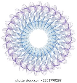 Design elements. Wave of many purple lines circle ring. Abstract vertical wavy stripes on white background isolated. Vector illustration EPS 10. Colorful waves with lines created using Blend Tool
