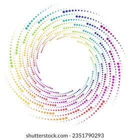 Design elements. Wave of many purple lines circle ring. Abstract vertical wavy stripes on white background isolated. Vector illustration EPS 10. Colorful waves with lines created using Blend Tool
