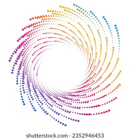 Elementos de diseño. Ola de muchas líneas violetas anillo de círculo. Resumen de rayas onduladas verticales sobre fondo blanco aislado. Ilustración del vector EPS 10. Ondas coloridas con líneas creadas mediante la herramienta Mezcla
