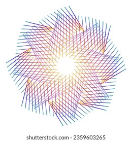 Design elements. Wave of many purple lines circle ring. Abstract vertical wavy stripes on white background isolated. Vector illustration EPS 10. Colorful waves with lines created using Blend Tool
