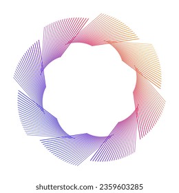 Design elements. Wave of many purple lines circle ring. Abstract vertical wavy stripes on white background isolated. Vector illustration EPS 10. Colorful waves with lines created using Blend Tool
