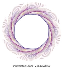 Design elements. Wave of many purple lines circle ring. Abstract vertical wavy stripes on white background isolated. Vector illustration EPS 10. Colorful waves with lines created using Blend Tool
