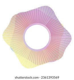 Designelemente. Welle vieler violetter Linien kreisen. Abstrakte, senkrechte Streifen auf weißem Hintergrund einzeln. Vektorgrafik EPS10. Farbige Wellen mit Linien, die mit dem Blend Tool erstellt wurden
