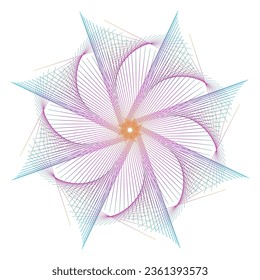 Design elements. Wave of many purple lines circle ring. Abstract vertical wavy stripes on white background isolated. Vector illustration EPS 10. Colorful waves with lines created using Blend Tool
