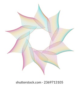 Design elements. Wave of many purple lines circle ring. Abstract vertical wavy stripes on white background isolated. Vector illustration EPS 10. Colorful waves with lines created using Blend Tool
