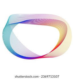 Design elements. Wave of many purple lines circle ring. Abstract vertical wavy stripes on white background isolated. Vector illustration EPS 10. Colorful waves with lines created using Blend Tool
