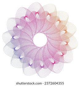 Design elements. Wave of many purple lines circle ring. Abstract vertical wavy stripes on white background isolated. Vector illustration EPS 10. Colorful waves with lines created using Blend Tool

