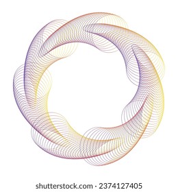 Design elements. Wave of many purple lines circle ring. Abstract vertical wavy stripes on white background isolated. Vector illustration EPS 10. Colorful waves with lines created using Blend Tool
