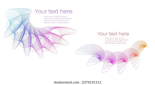 Design elements. Wave of many purple lines circle ring. Abstract vertical wavy stripes on white background isolated. Vector illustration EPS 10. Colourful waves with lines created using Blend Tool