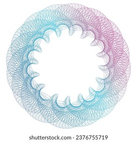 Design elements. Wave of many purple lines circle ring. Abstract vertical wavy stripes on white background isolated. Vector illustration EPS 10. Colorful waves with lines created using Blend Tool
