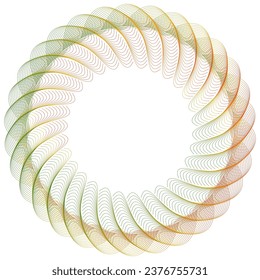 Design elements. Wave of many purple lines circle ring. Abstract vertical wavy stripes on white background isolated. Vector illustration EPS 10. Colorful waves with lines created using Blend Tool
