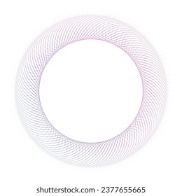 Design elements. Wave of many purple lines circle ring. Abstract vertical wavy stripes on white background isolated. Vector illustration EPS 10. Colorful waves with lines created using Blend Tool
