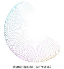 Design elements. Wave of many purple lines circle ring. Abstract vertical wavy stripes on white background isolated. Vector illustration EPS 10. Colorful waves with lines created using Blend Tool
