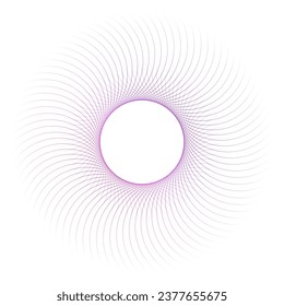 Design elements. Wave of many purple lines circle ring. Abstract vertical wavy stripes on white background isolated. Vector illustration EPS 10. Colorful waves with lines created using Blend Tool
