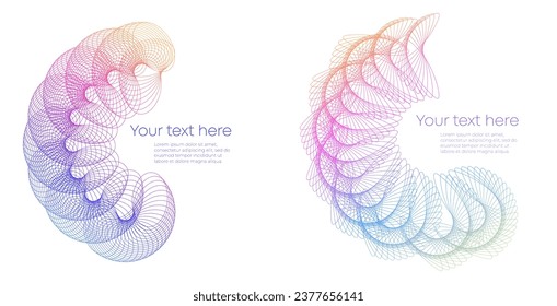 Design elements. Wave of many purple lines circle ring. Abstract vertical wavy stripes on white background isolated. Vector illustration EPS 10. Colourful waves with lines created using Blend Tool