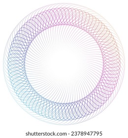 Design elements. Wave of many purple lines circle ring. Abstract vertical wavy stripes on white background isolated. Vector illustration EPS 10. Colorful waves with lines created using Blend Tool
