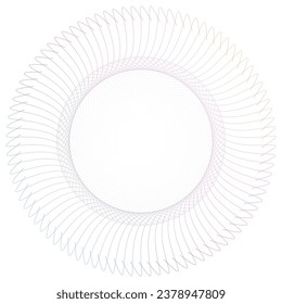 Elementos de diseño. Ola de muchas líneas violetas anillo de círculo. Resumen de rayas onduladas verticales sobre fondo blanco aislado. Ilustración del vector EPS 10. Ondas coloridas con líneas creadas mediante la herramienta Mezcla
