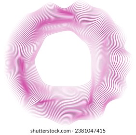 Design elements. Wave of many purple lines circle ring. Abstract vertical wavy stripes on white background isolated. Vector illustration EPS 10. Colourful waves with lines created using Blend Tool