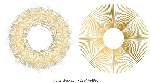 Design elements. Wave of many purple lines circle ring. Abstract vertical wavy stripes on white background isolated. Vector illustration EPS 10. Colorful waves with lines created using Blend Tool
