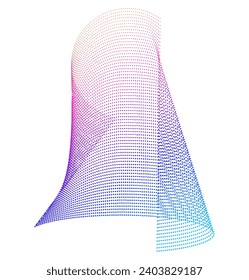 Design elements. Wave of many purple dotted lines. Abstract wavy stripes on white background isolated. Vector illustration EPS 10. Colourful waves with lines created using Blend Tool